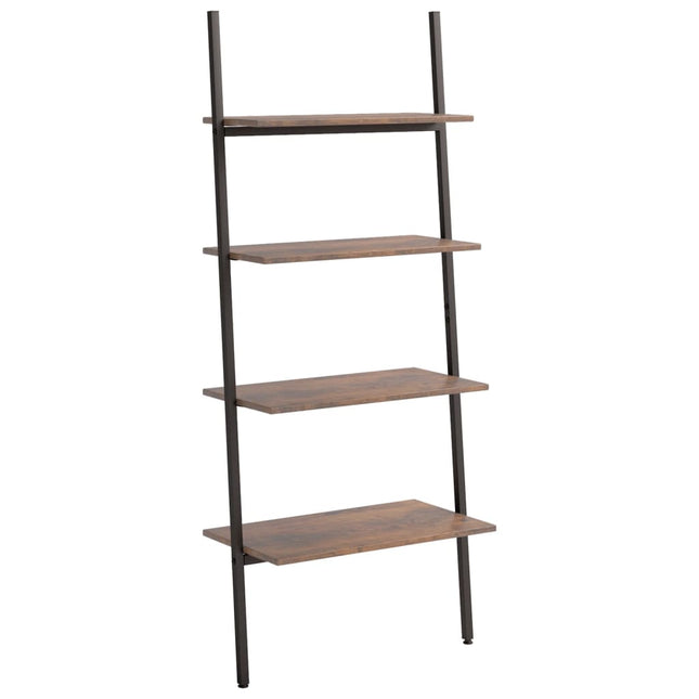 stigereol med 4 hylder 64x34x150,5 cm mørkebrun og sort