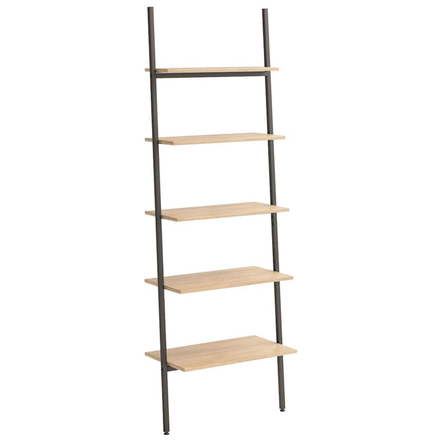 stigereol med 5 hylder 64x34x185,5 cm lysebrun og sort