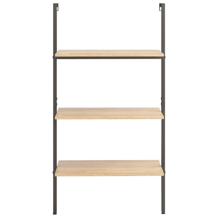 stigereol med 3 hylder 64x35x120,5 cm lysebrun og sort