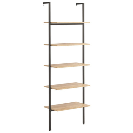 stigereol med 5 hylder 64x35x185 cm lysebrun og sort
