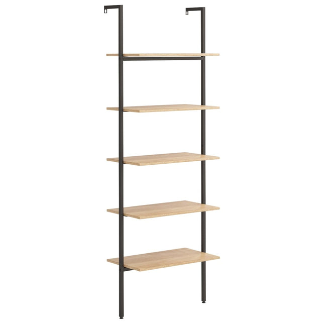 stigereol med 5 hylder 64x35x185 cm lysebrun og sort