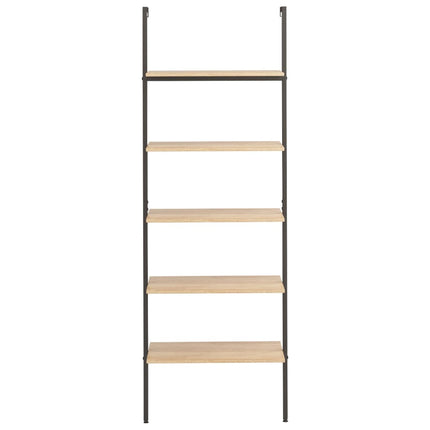 stigereol med 5 hylder 64x35x185 cm lysebrun og sort