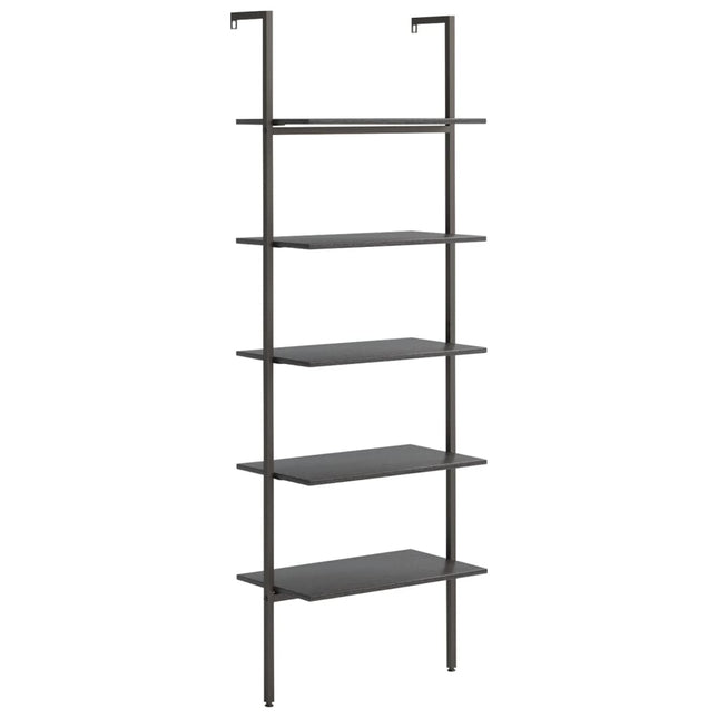 stigereol med 5 hylder 64x35x185 cm sort