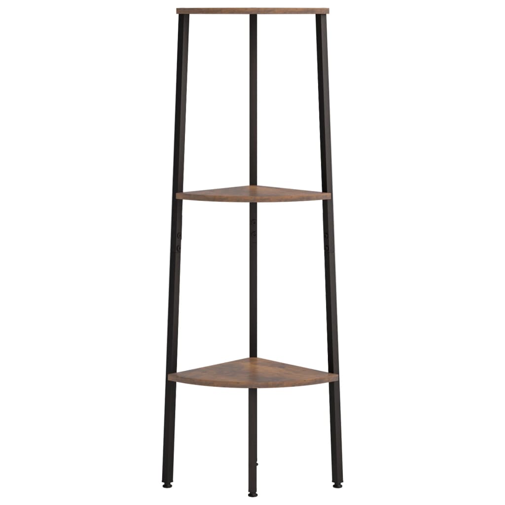 stigereol med 3 hylder 45,5x31,5x120 cm mørkebrun og sort