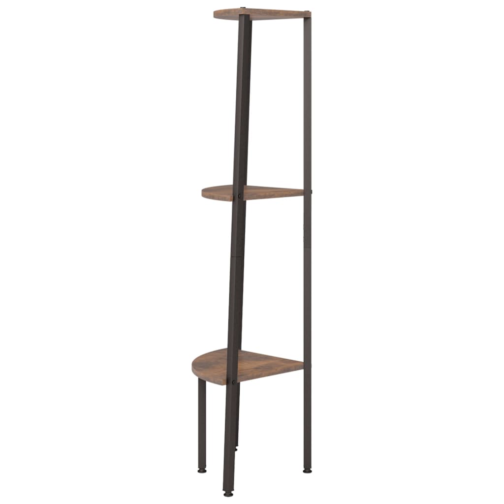 stigereol med 3 hylder 45,5x31,5x120 cm mørkebrun og sort