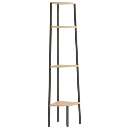 4-lags hjørnehylde lysebrun og sort 45,5x31,5x150 cm