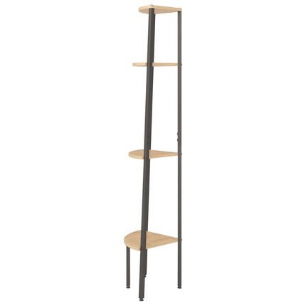 4-lags hjørnehylde lysebrun og sort 45,5x31,5x150 cm
