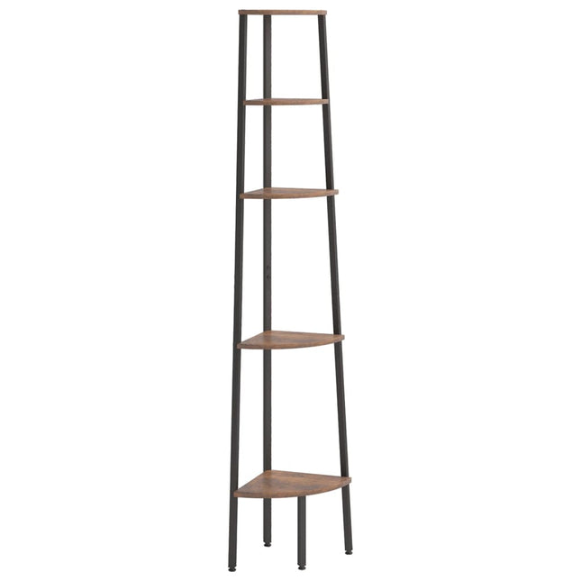 stigereol med 5 hylder 45,5x31,5x180 cm mørkebrun og sort