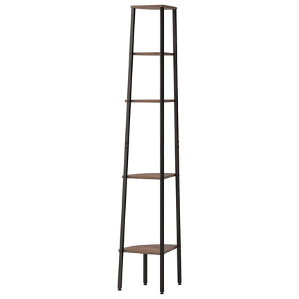stigereol med 5 hylder 45,5x31,5x180 cm mørkebrun og sort
