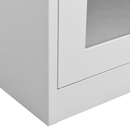 kontorskab 90x40x180 cm stål og hærdet glas lysegrå