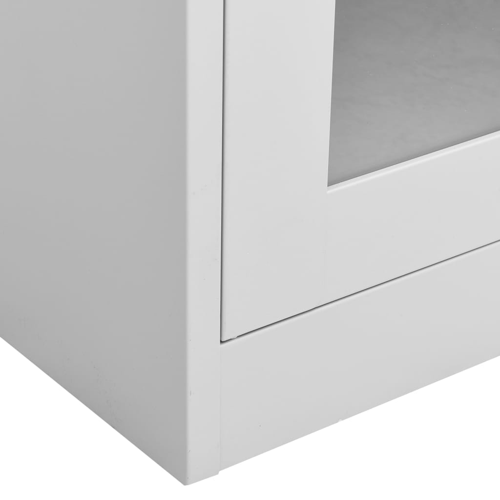 kontorskab 90x40x180 cm stål og hærdet glas lysegrå