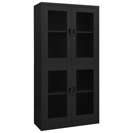 kontorskab 90x40x180 cm stål og hærdet glas antracitgrå