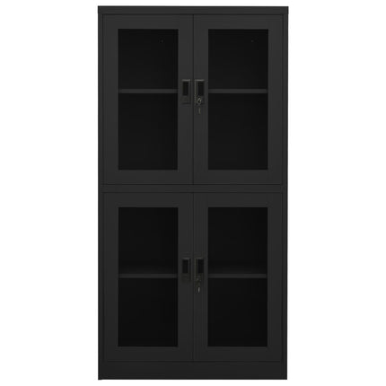kontorskab 90x40x180 cm stål og hærdet glas antracitgrå