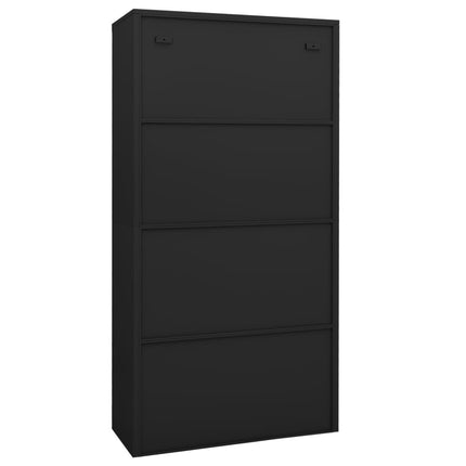kontorskab 90x40x180 cm stål og hærdet glas antracitgrå