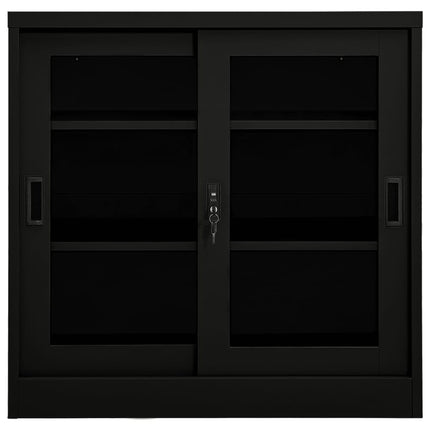 skab med skydelåger 90x40x90 cm stål sort