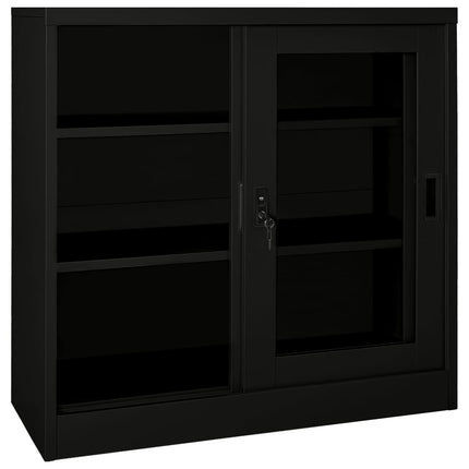 skab med skydelåger 90x40x90 cm stål sort