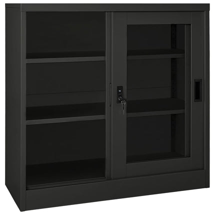 skab med skydelåger 90x40x90 cm stål antracitgrå
