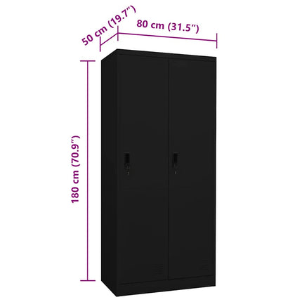klædeskab 80x50x180 cm stål sort