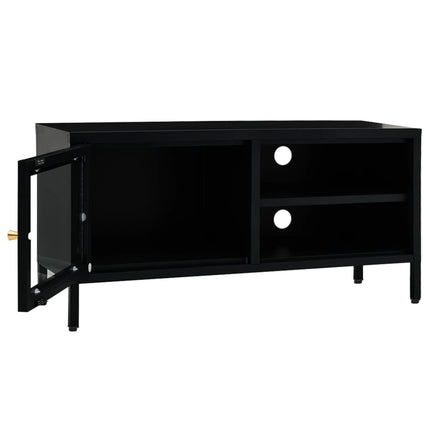 tv-skab 90x30x44 cm stål og glas sort