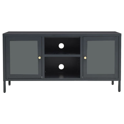 tv-skab 105x35x52 cm stål og glas antracitgrå