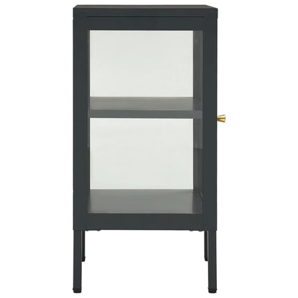 skænk 38x35x70 cm stål og glas antracitgrå