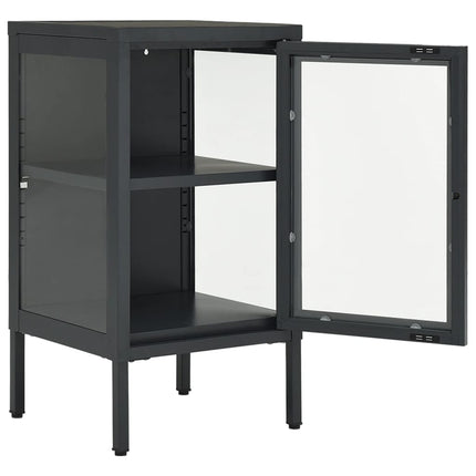 skænk 38x35x70 cm stål og glas antracitgrå