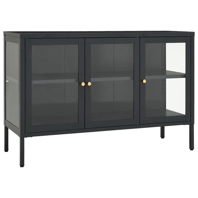 skænk 105x35x70 cm stål og glas antracitgrå