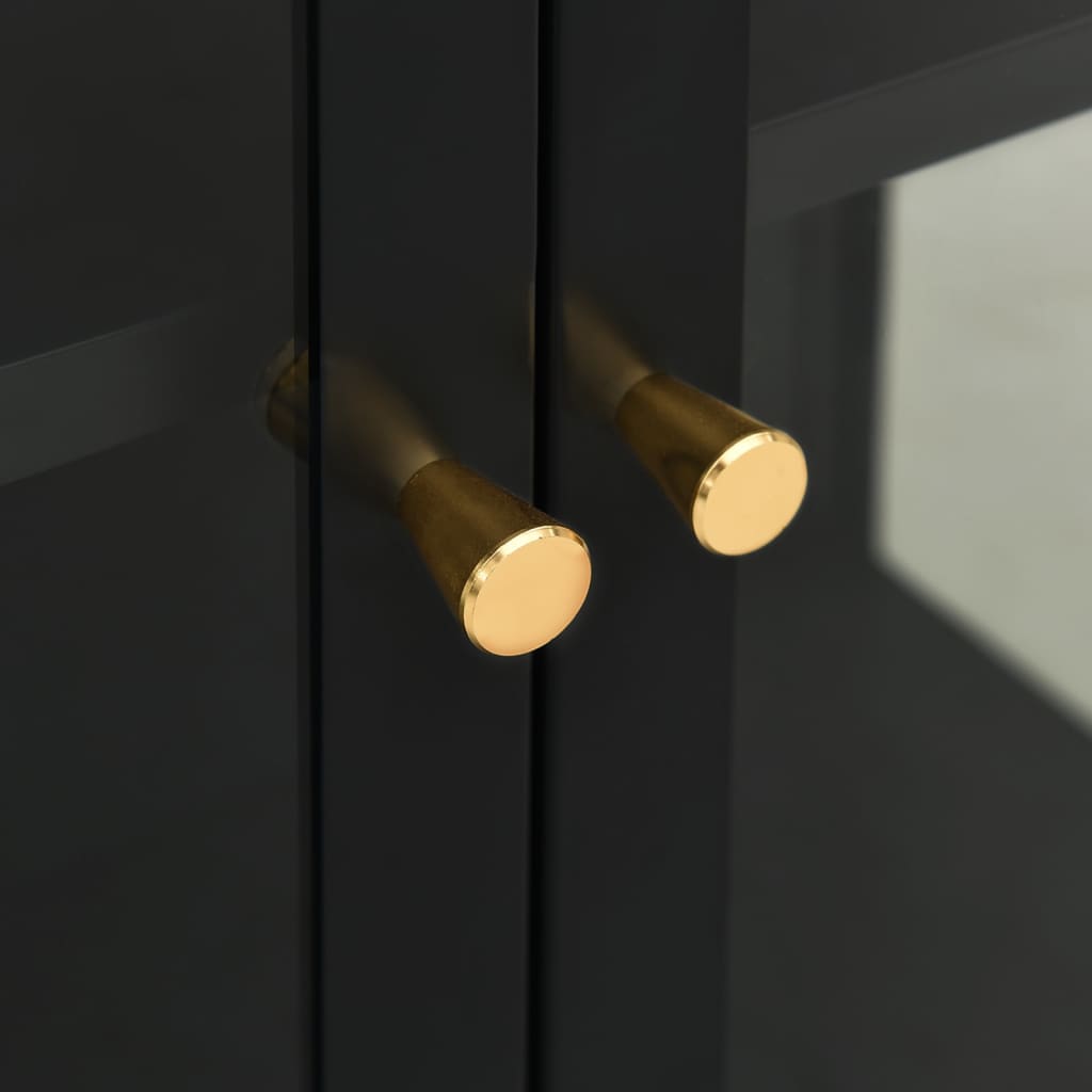 skænk 75x35x105 cm stål og glas sort