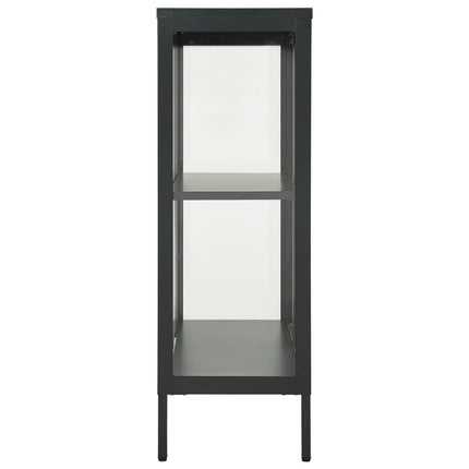 skænk 75x35x105 cm stål og glas antracitgrå