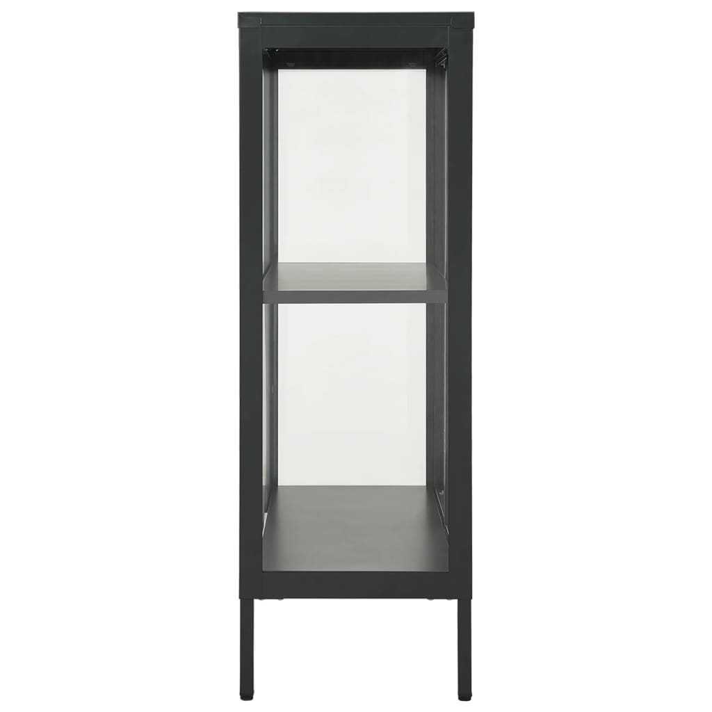 skænk 75x35x105 cm stål og glas antracitgrå