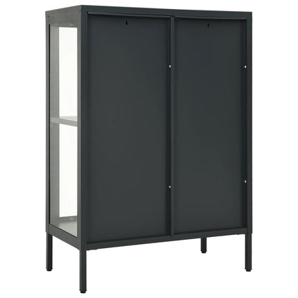 skænk 75x35x105 cm stål og glas antracitgrå