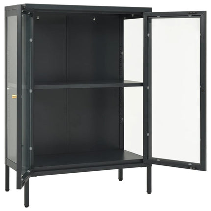 skænk 75x35x105 cm stål og glas antracitgrå