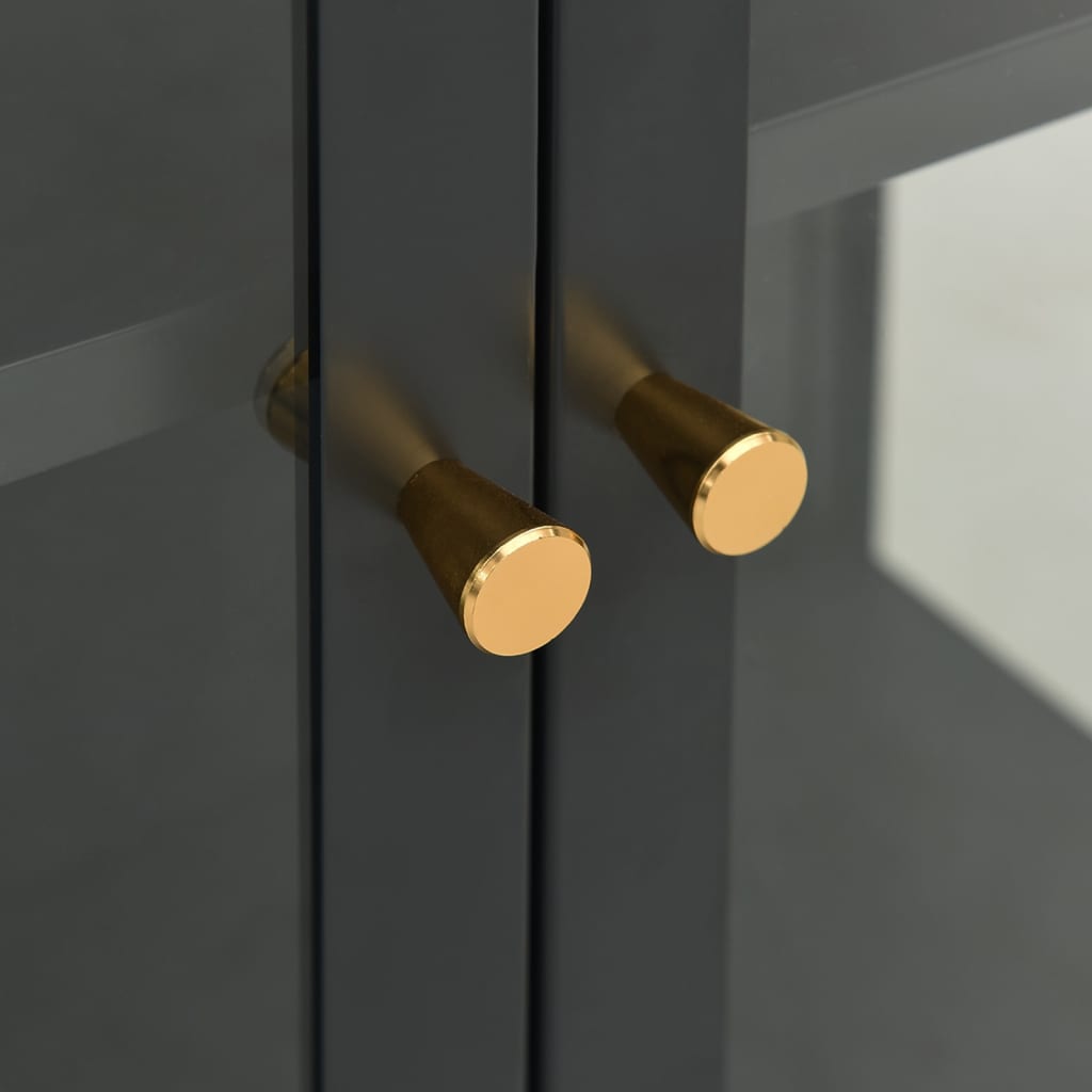 skænk 75x35x105 cm stål og glas antracitgrå