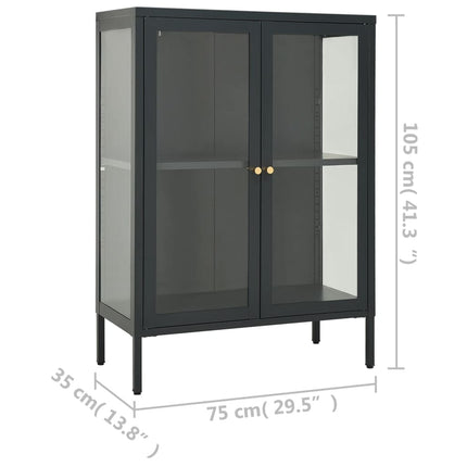 skænk 75x35x105 cm stål og glas antracitgrå