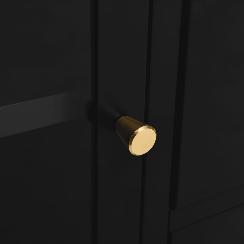 skænk 105x35x70 cm stål og glas sort