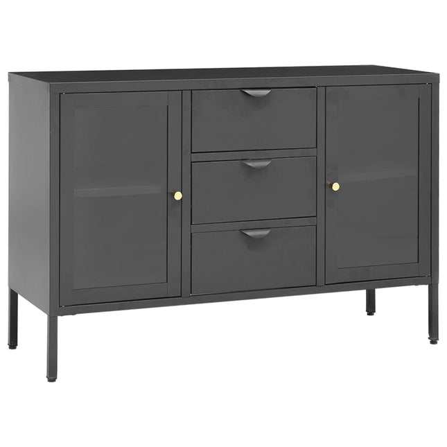 skænk 105x35x70 cm stål og glas antracitgrå