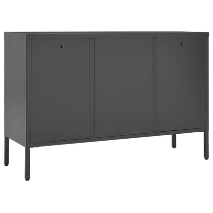 skænk 105x35x70 cm stål og glas antracitgrå
