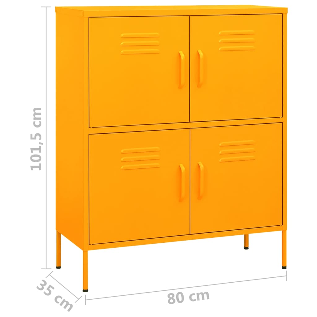 opbevaringsskab 80x35x101,5 cm stål sennepsgul