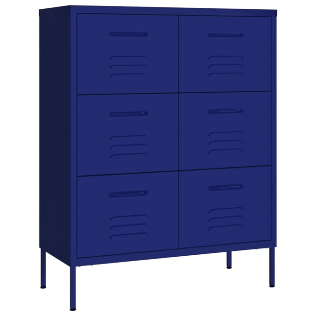kommode 80x35x101,5 cm stål marineblå