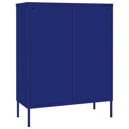kommode 80x35x101,5 cm stål marineblå