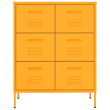 kommode 80x35x101,5 cm stål sennepsgul