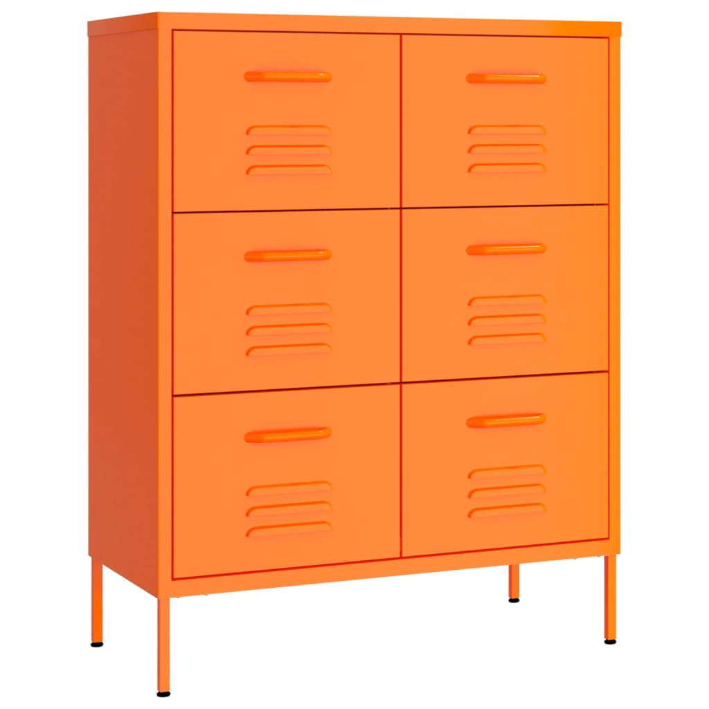 kommode 80x35x101,5 cm stål orange