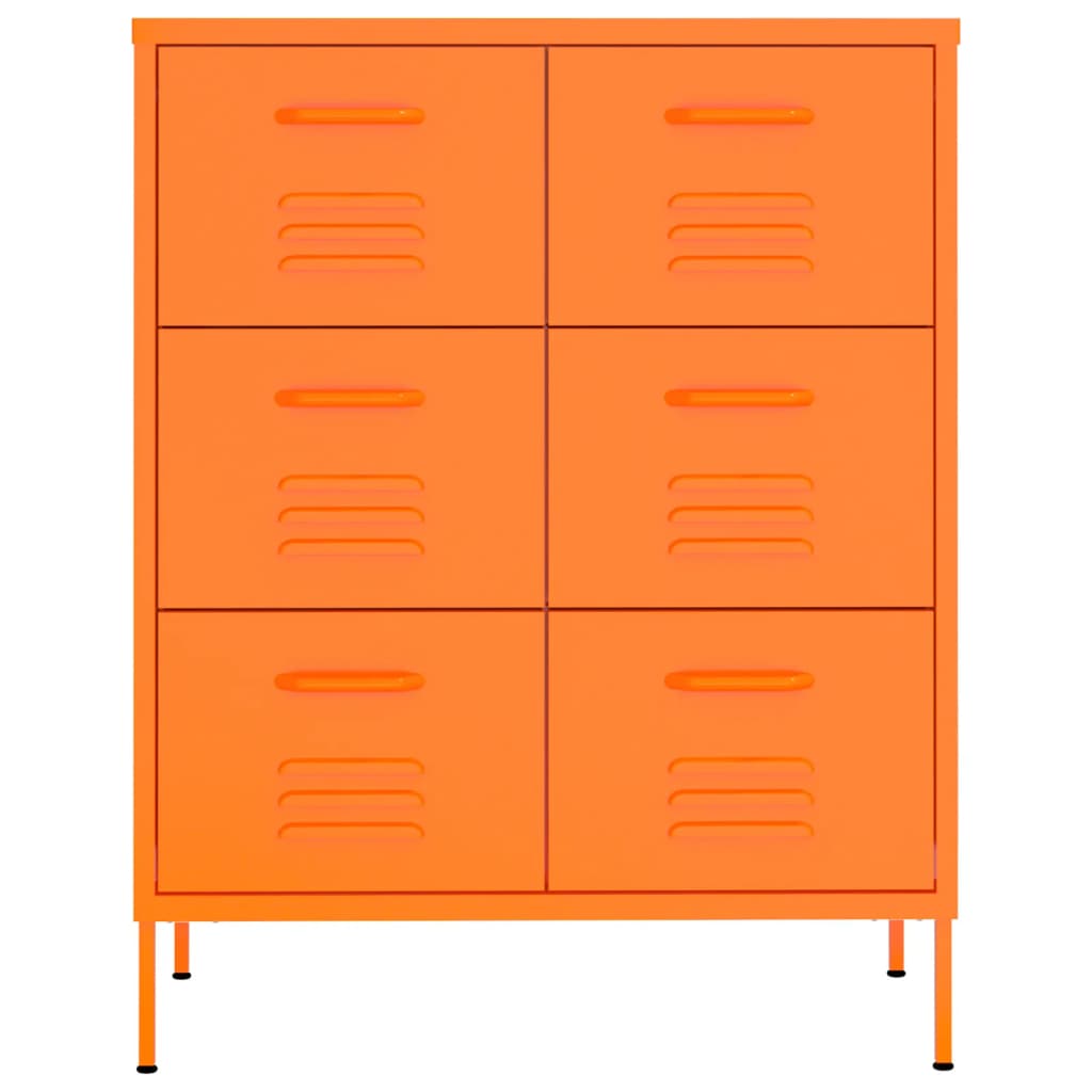 kommode 80x35x101,5 cm stål orange