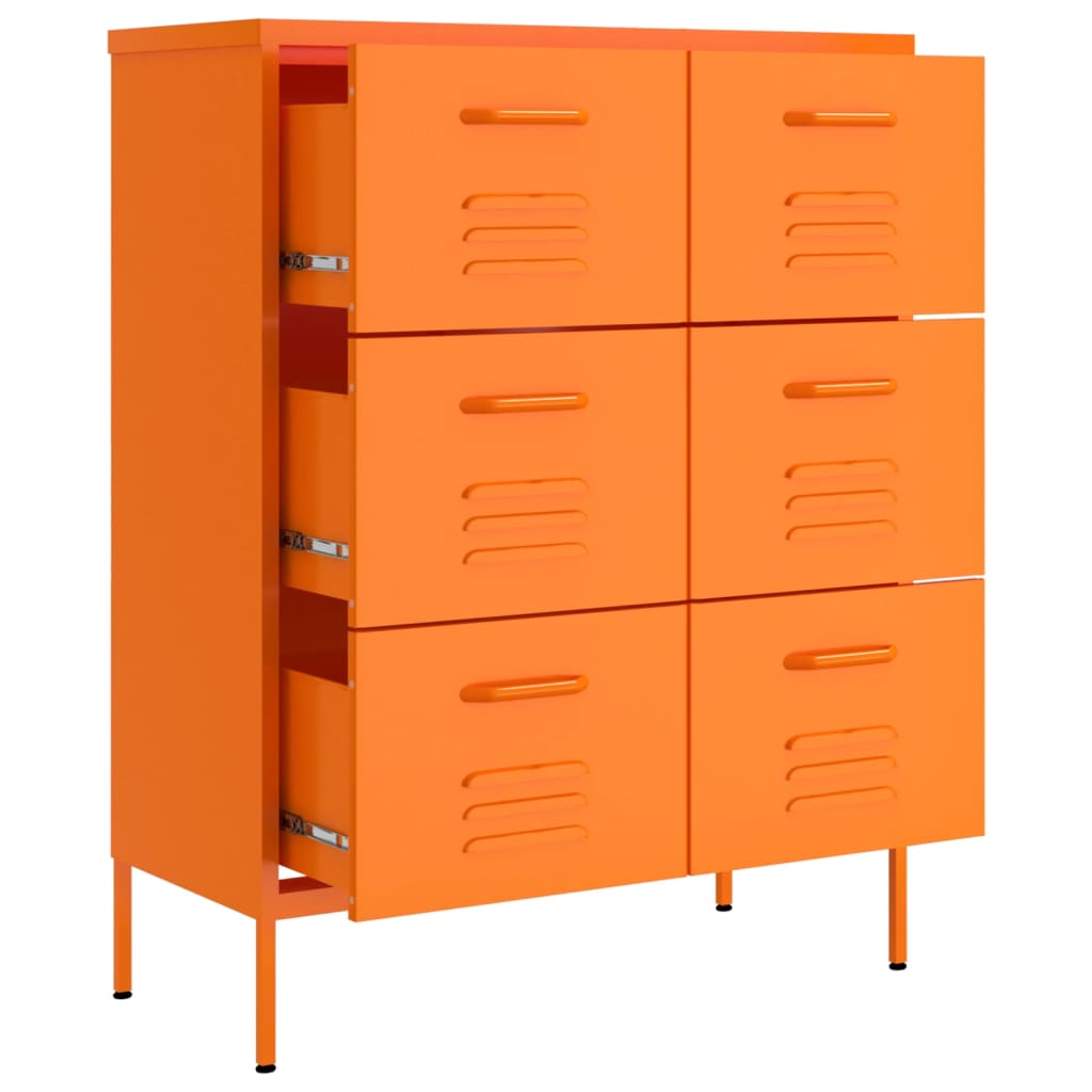 kommode 80x35x101,5 cm stål orange