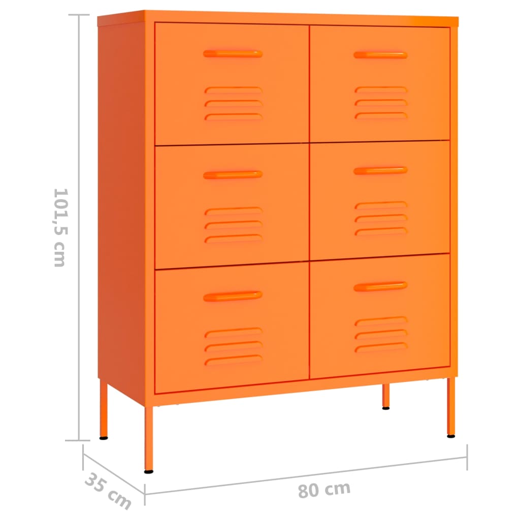 kommode 80x35x101,5 cm stål orange