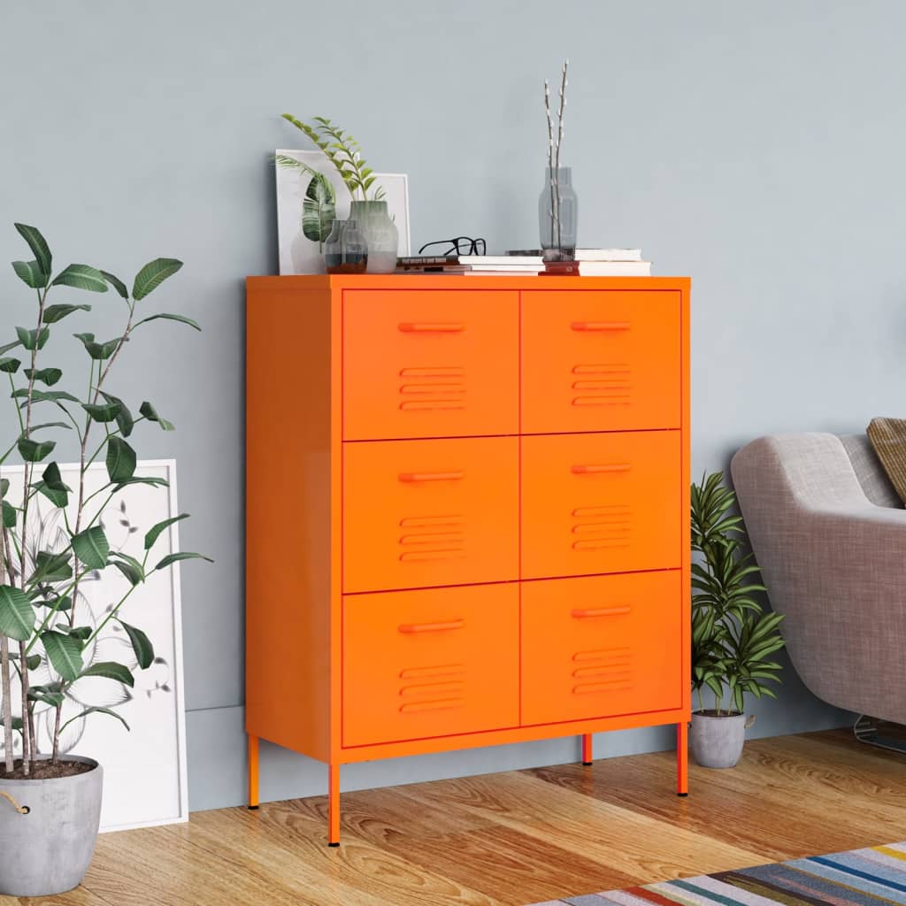 kommode 80x35x101,5 cm stål orange