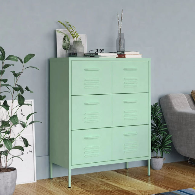 kommode 80x35x101,5 cm stål mintgrøn