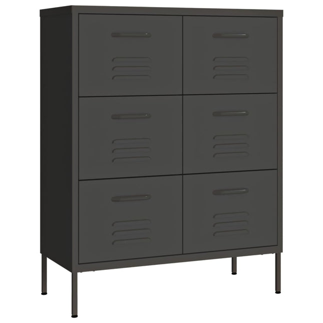 kommode 80x35x101,5 cm stål antracitgrå