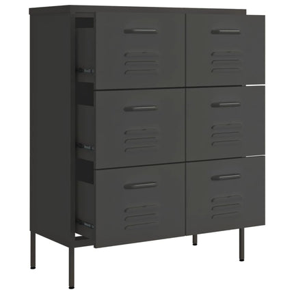 kommode 80x35x101,5 cm stål antracitgrå