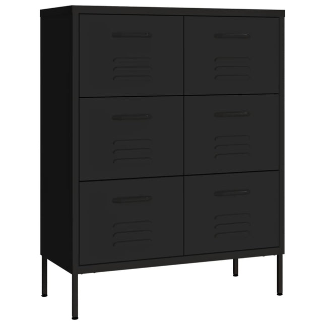 kommode 80x35x101,5 cm stål sort